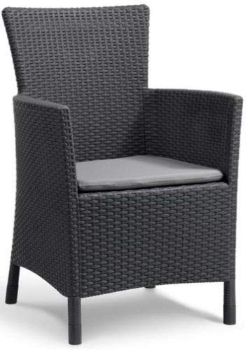 Keter Iowa 3-Piece Rattan Effect Storage Table Balcony Bistro Set - Graphite