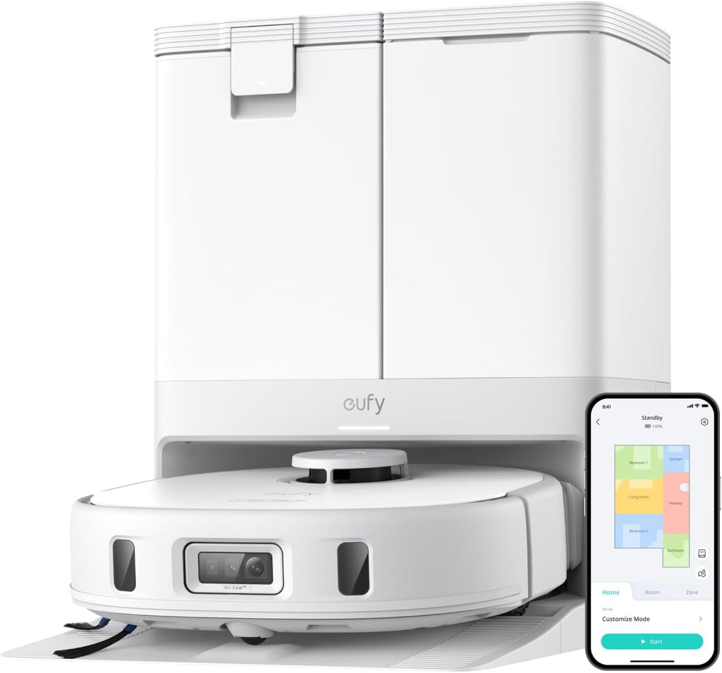 eufy X10 Pro Omni Robot Vacuum Cleaner with Mop, All-in-One Station, 8,000Pa Powerful Suction, Dual Mops, AI Obstacle Avoidance, Auto Mop Washing, Auto-Hot-Air-Drying