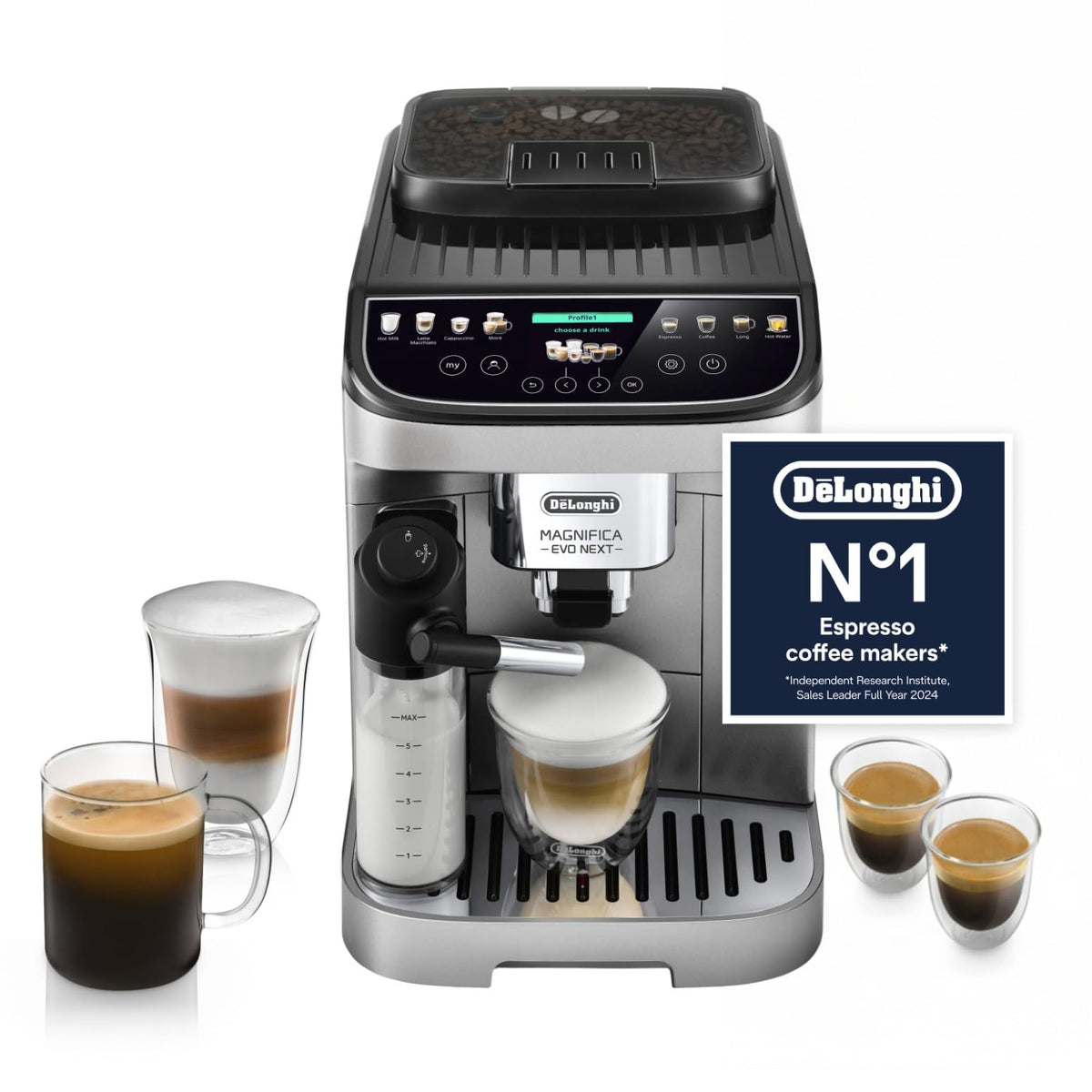 De'Longhi Magnifica Evo Next - Automatic Coffee Machine 13 Drinks Titanium