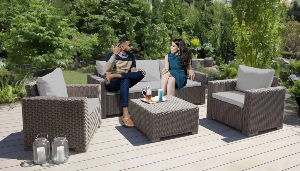 1,2 or 3 Seater Replacement Seat Cushion Pads for Keter Allibert California Rattan Outdoor Furniture | Water Resistant Rattan Patio Set Sofa Cushions Pads (3 Seater, Grey)