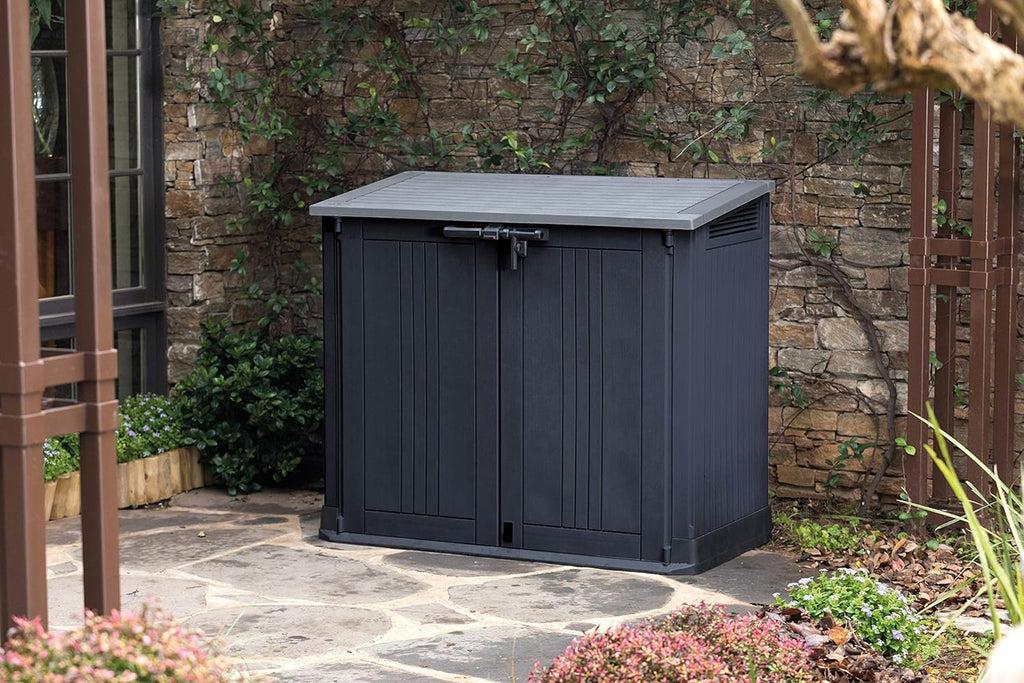 Keter 249319 Store it Out Nova Outdoor Garden Storage Shed, 32 x 71.5 x 113.5 cm, Dark Grey with Light Grey Lid