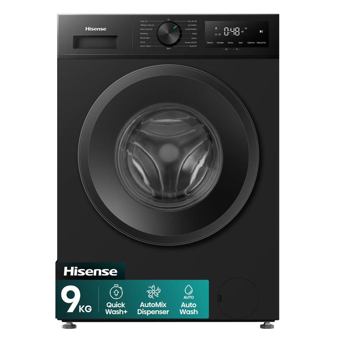 Hisense 1Q Series WF1Q1041BW Freestanding 10 KG Front Load Washing Durable Inverter Machine, Steam Wash, Quick Wash, 15 Washing Programs 1400 RPM White - Energy Rating A