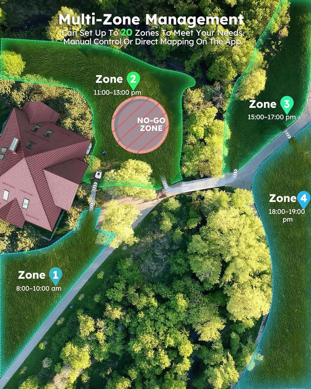 ANTHBOT Genie600 Robot Lawn Mower, Perimeter Wire Free, Full Band RTK+4-Eye Vision Robot Lawnmower, Recommended for 600 m², Max 800 m², Automatic Mapping, Accurate Obstacle Avoidance, APP Control