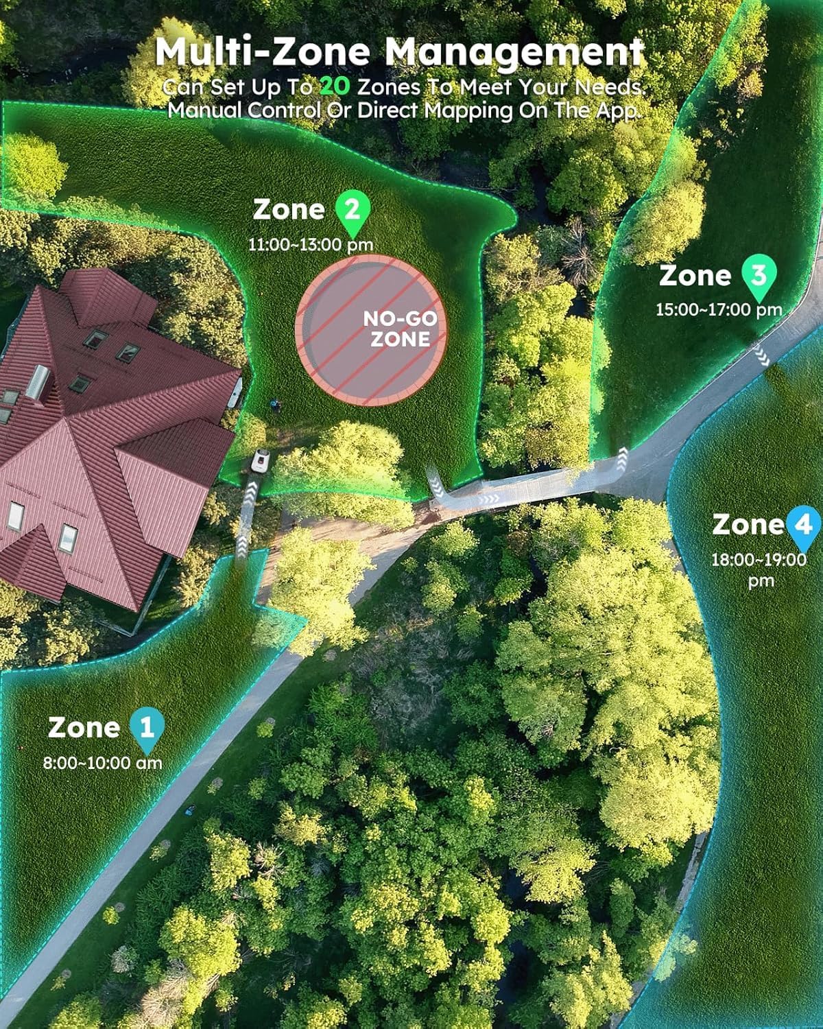 ANTHBOT Genie600 Robot Lawn Mower, Perimeter Wire Free, Full Band RTK+4-Eye Vision Robot Lawnmower, Recommended for 600 m², Max 800 m², Automatic Mapping, Accurate Obstacle Avoidance, APP Control