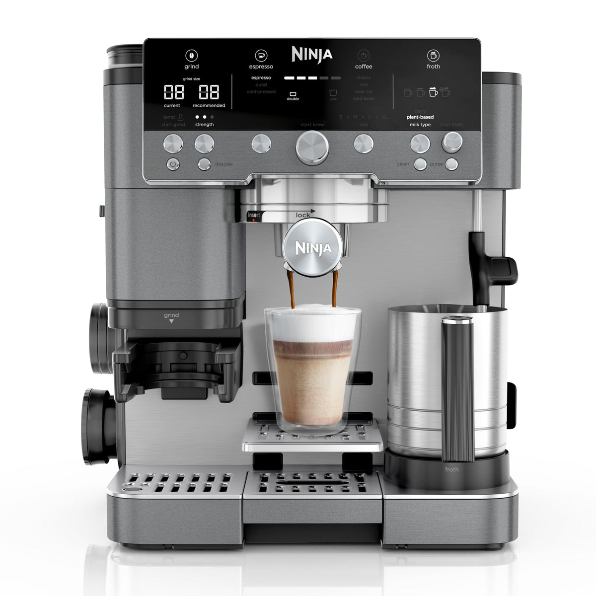Ninja Luxe Premier 3-in-1 Coffee Machine, Silver ES601UK