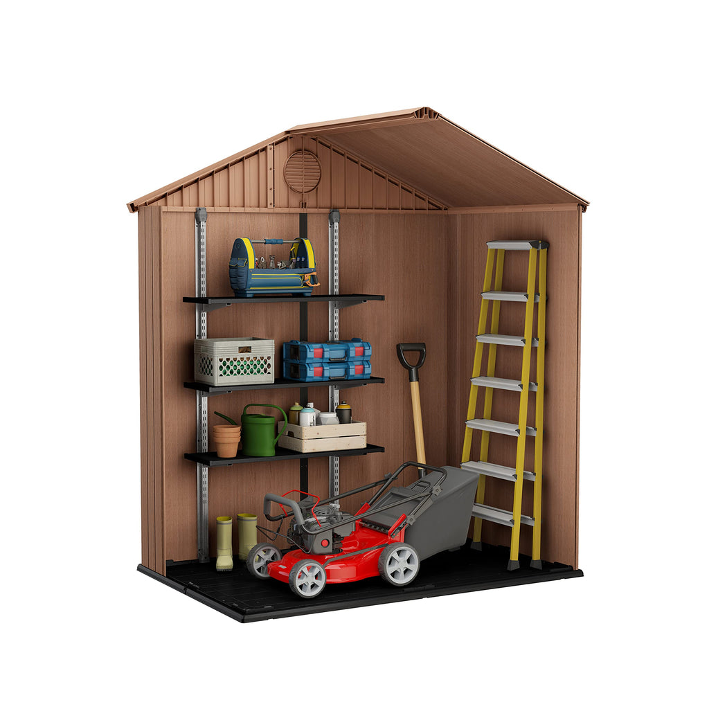 Keter Darwin Outdoor Apex Double Door Garden Storage Shed 6 X 4ft Brown Wood Look And Feel | Fade Free | All Weather Resistant | Safe And Secure | Zero Maintenance | 15 Year Warranty