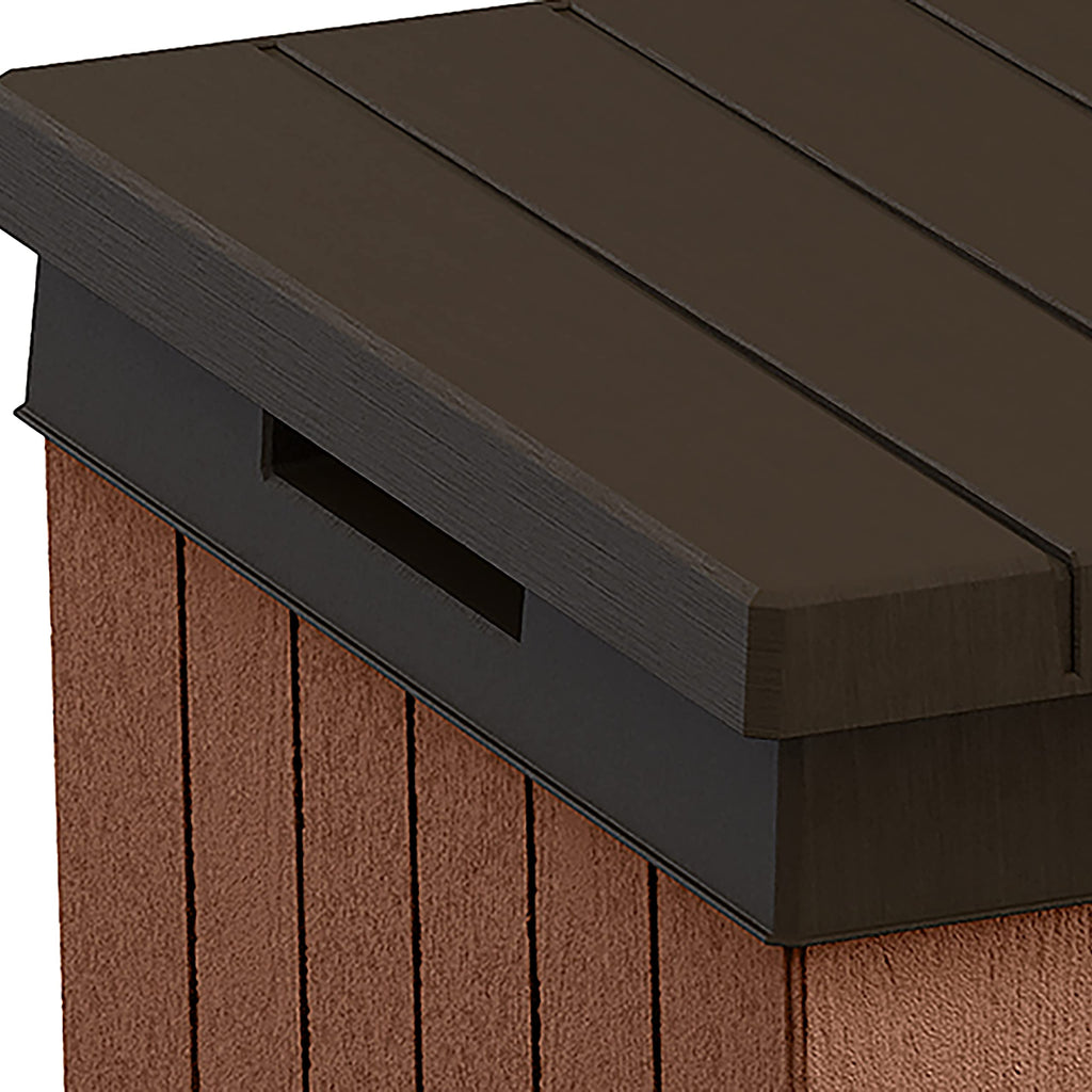 Keter Darwin 380L Outdoor Garden Furniture Storage Box Brown Evotech+ Wood Look and Feel | Fade Free | All Weather Resistant | Safe and Secure | Zero Maintenance | 2 year Warranty