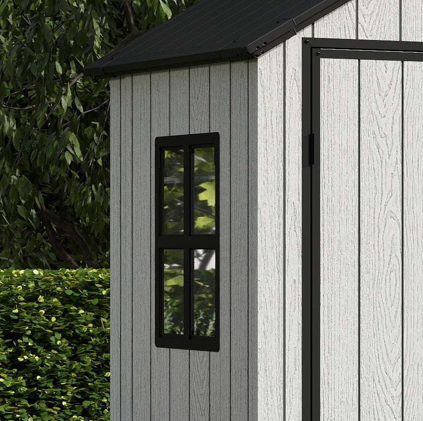 Pro Grade 4ft x 6ft Premium Plastic Garden Shed - Grey Wood Touch Texture