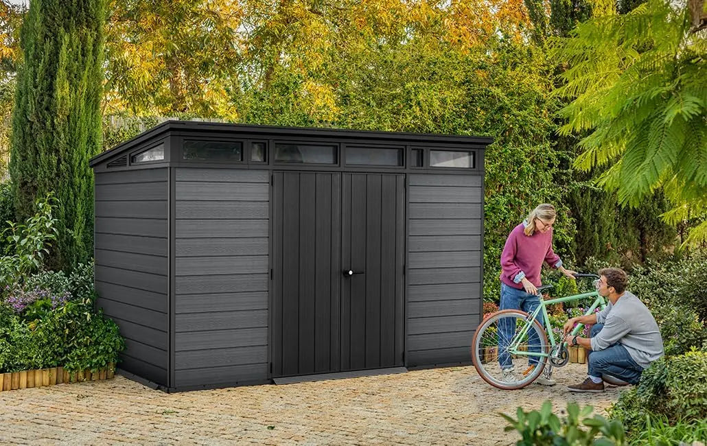 11x 7 Cortina Heavy Duty Plastic Pent Shed – Dark Grey